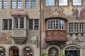 Unique bay windows decorated by fresco paintings in Stein Am Rhein, Switzerland