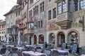 Unique bay windows decorated by fresco paintings in Stein Am Rhein, Switzerland