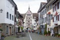 Preserved historic buildings at Rathausplatz, a town square in old small city of Stein Am Rhein, Switzerland