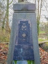 Stein, South Limburg, Netherlands. December 31, 2021. Memorial column, mission house 1921-1996