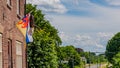 Dutch tradition of hanging a backpack with the flag as a result of passing the exam