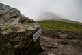 Steinn Rock, marking the top of the hiking trail at Mount Esja Royalty Free Stock Photo