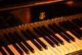 Steinway & Sons logo on black pianoforte