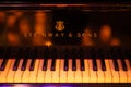 Steinway & Sons logo on black pianoforte