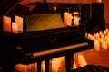 Steinway & Sons logo on black pianoforte