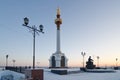 Stele and a monument in Yakutsk