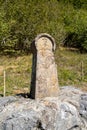 Stele of ths Castle Montsegur, Cathar country, Ariege, Midi Pyrenees Royalty Free Stock Photo