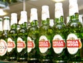 Stella Artois beer bottles at the bar Royalty Free Stock Photo