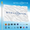 Stellantis automotive industrial group flag and brands