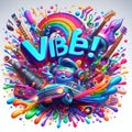 Stellar Beats: Plosion of Hues - vibe! Royalty Free Stock Photo