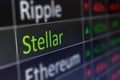 Stellar Coin crypto trading chart for buying and selling XLM. F Royalty Free Stock Photo