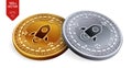 Stellar. Crypto currency. 3D isometric Physical coins. Digital currency. Golden and silver coins with Stellar symbol isolated on w