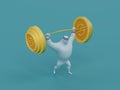 Stellar Crypto Heavy Barbell Lift Muscular Person 3D Illustration
