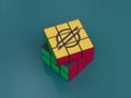 Stellar Crypto Rubiks Cube Puzzle Solve Logic Game Difficult 3D Illustration