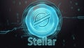 Stellar cryptocurrency symbol. Hi-tech futuristic background illustration.