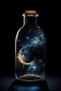 Stellar Enchantment: Milky Way Stars Captured in a Bottle Against a Black Background. created with Generative AI