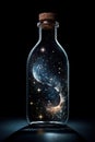 Stellar Enchantment: Milky Way Stars Captured in a Bottle Against a Black Background. created with Generative AI
