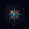 Stellar Guide A Compass Icon Resembling A Starry Sky With Each Cardinal Direction. Generative AI