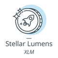 Stellar Lumens cryptocurrency coin line, icon of virtual currency