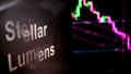 Stellar Lumens Cryptocurrency token. behavior of cryptocurrency exchanges, concept. Modern financial technologies.