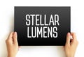 Stellar Lumens text on card, concept background