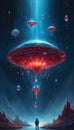 Stellar Rainfall Dreams: Droplet Voyages. AI Generate