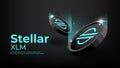 Stellar or XLM coin banner. XLM coin cryptocurrency concept banner background