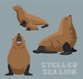 Steller Sea Lion Cartoon Vector Illustration