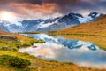 Stellisee alpine glacier lake,Zermatt,Valais,Switzerland,Europe