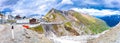 Stelvio mountain pass peak or Stilfser Joch scenic summer snow mountain panoramic view