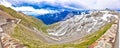 Stelvio mountain pass or Stilfser Joch scenic road serpentines panoramic view Royalty Free Stock Photo