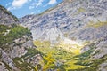 Stelvio mountain pass or Stilfser Joch scenic road serpentines view Royalty Free Stock Photo