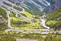 Stelvio mountain pass or Stilfser Joch scenic road serpentines view Royalty Free Stock Photo