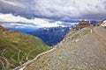 Stelvio mountain pass or Stilfser Joch scenic road serpentines view Royalty Free Stock Photo