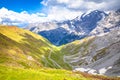 Stelvio mountain pass or Stilfser Joch scenic road serpentines view Royalty Free Stock Photo