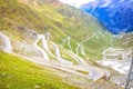 Stelvio mountain pass or Stilfser Joch scenic road serpentines view Royalty Free Stock Photo