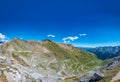Stelvio mountain top ascending kilometers with u-shape curves