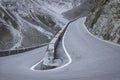 Hairpin on the famous road to Stelvio Pass in Ortler Alps.