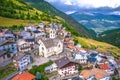 Stelvio village or Stilfs in Dolomites Alps aerial view Royalty Free Stock Photo