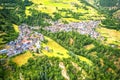 Stelvio village or Stilfs in Dolomites Alps landscape aerial view Royalty Free Stock Photo