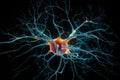 stem cell-derived neuron in a live brain, forming connections with neighboring neurons