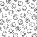 Stem cell seamless pattern. Hand drawn vector illustration in sketch style. Medical science. Microbiology background