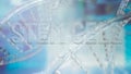 The  stem cell text on dna background for sci or medical concept 3d rendering Royalty Free Stock Photo