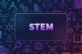 STEM colored horizontal frame. Vector education illustration