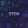 STEM colored vector concept frame in thin line style