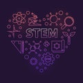 STEM colored vector heart. Science creative illustration