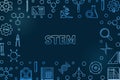 STEM concept horizontal outline blue frame. Vector illustration