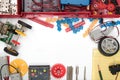 STEM or DIY science Kit set white background. Royalty Free Stock Photo