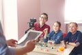 Stem education. Chemistry lesson in laboratory Royalty Free Stock Photo