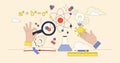 STEM education with hands exploring science and math symbols, magnifying ...